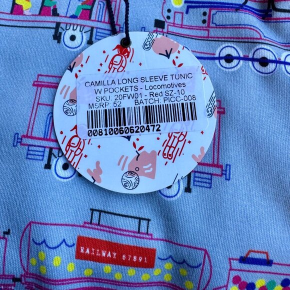 PICCOLINA Trains Tunic Dress Girls 10 NWT Camilla Locomotive Print Pockets NEW - Picture 8 of 10